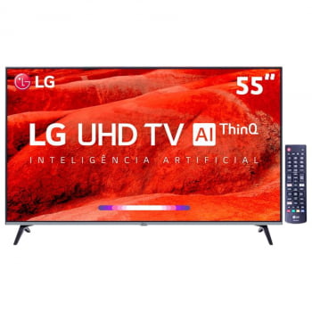 Smart TV LED 55" UHD 4K LG 55UM7520PSB com ThinQ AI Inteligência Artificial, IPS, Quad Core, HDR Ativo, DTS Virtual X, WebOS 4.5, Bluetooth e HDMI